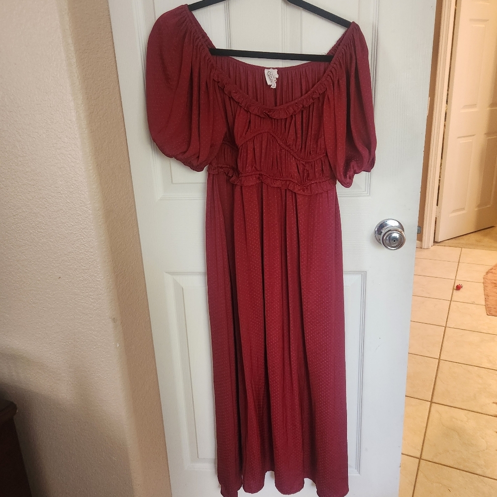 Red midi dress